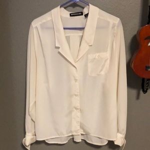 Cream Long Sleeve Blouse Sz 8